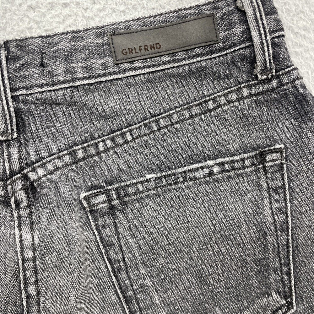 Grlfrnd Mini Skirt Womens 27 Gray Denim EVA Silver Spoon Distressed Raw Hem - Picture 3 of 12